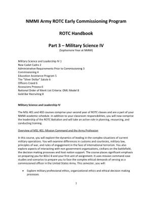NMMI Army ROTC Early Commissioning Program ROTC