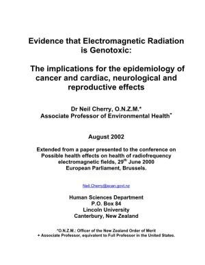 Evidence That Electromagnetic Radiation Is Genotoxic