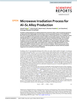 Microwave Irradiation Process for Al–Sc Alloy Production