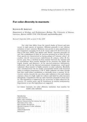 Fur Color Diversity in Marmots
