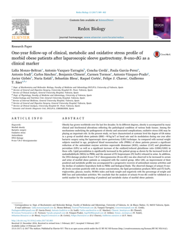 One-Year Follow-Up of Clinical, Metabolic and Oxidative Stress Pro Le of MARK Morbid Obese Patients After Laparoscopic Sleeve Gastrectomy