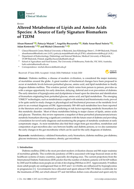 Altered Metabolome of Lipids and Amino Acids Species: a Source of Early Signature Biomarkers of T2DM