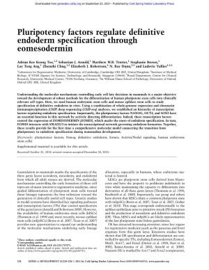 Pluripotency Factors Regulate Definitive Endoderm Specification Through Eomesodermin