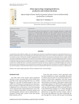 Urban Agroecology: Designing Biodiverse, Productive and Resilient City Farms