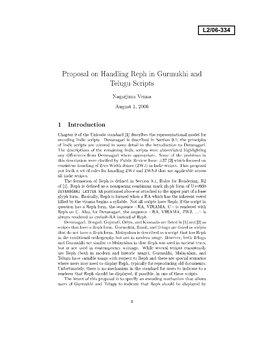 Proposal on Handling Reph in Gurmukhi and Telugu Scripts 1