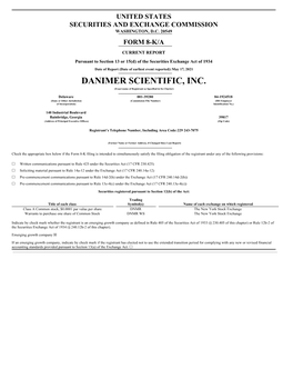 DANIMER SCIENTIFIC, INC. (Exact Name of Registrant As Specified in Its Charter)