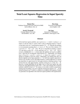 Total Least Squares Regression in Input Sparsity Time