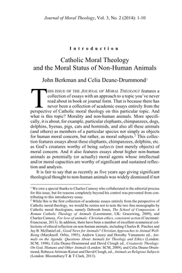 Catholic Moral Theology and the Moral Status of Non-Human Animals