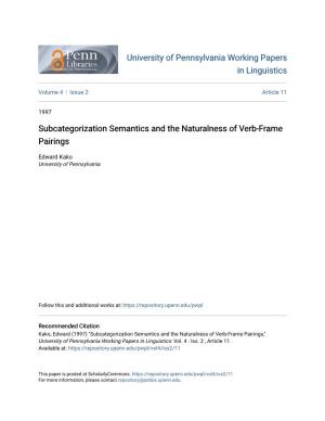 Subcategorization Semantics and the Naturalness of Verb-Frame Pairings