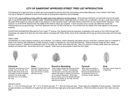 City of Sandpoint Approved Street Tree List Introduction