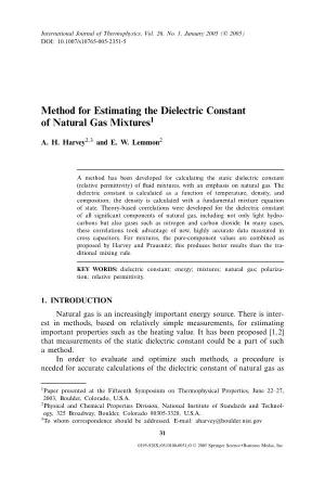 Method for Estimating the Dielectric Constant of Natural Gas Mixtures1