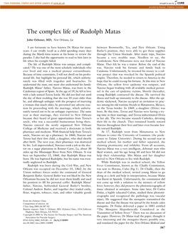 The Complex Life of Rudolph Matas