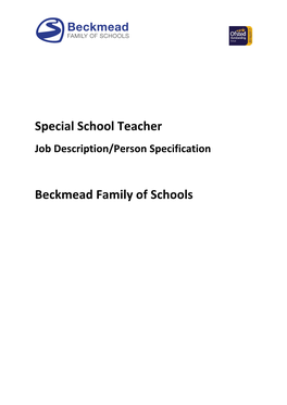 Special School Teacher Beckmead Family of Schools