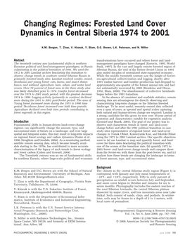 Changing Regimes: Forested Land Cover Dynamics in Central Siberia 1974 to 2001