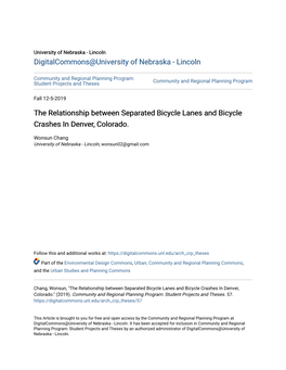 The Relationship Between Separated Bicycle Lanes and Bicycle Crashes in Denver, Colorado