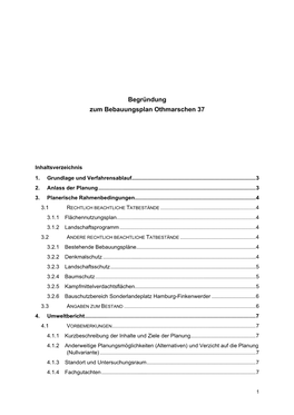 Begründung Zum Bebauungsplan Othmarschen 37