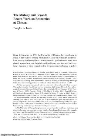 The Midway and Beyond: Recent Work on Economics at Chicago Douglas A