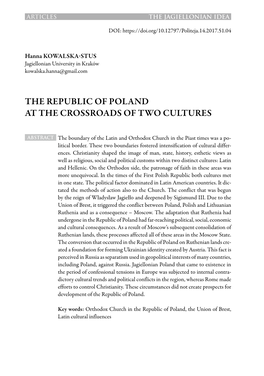 The Republic of Poland at the Crossroads of Two Cultures