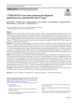 [18F]FDG PET/CT in Non-Union: Improving the Diagnostic Performances by Using Both PET and CT Criteria