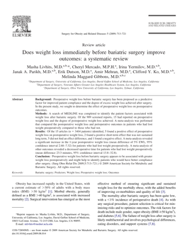 Does Weight Loss Immediately Before Bariatric Surgery Improve Outcomes