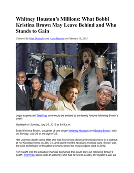 Whitney Houston's Millions: What Bobbi Kristina Brown May Leave