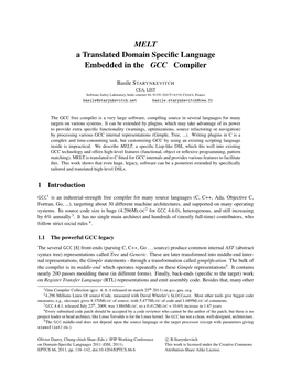 MELT a Translated Domain Specific Language Embedded in the GCC