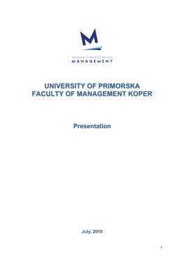 University of Primorska Faculty of Management Koper