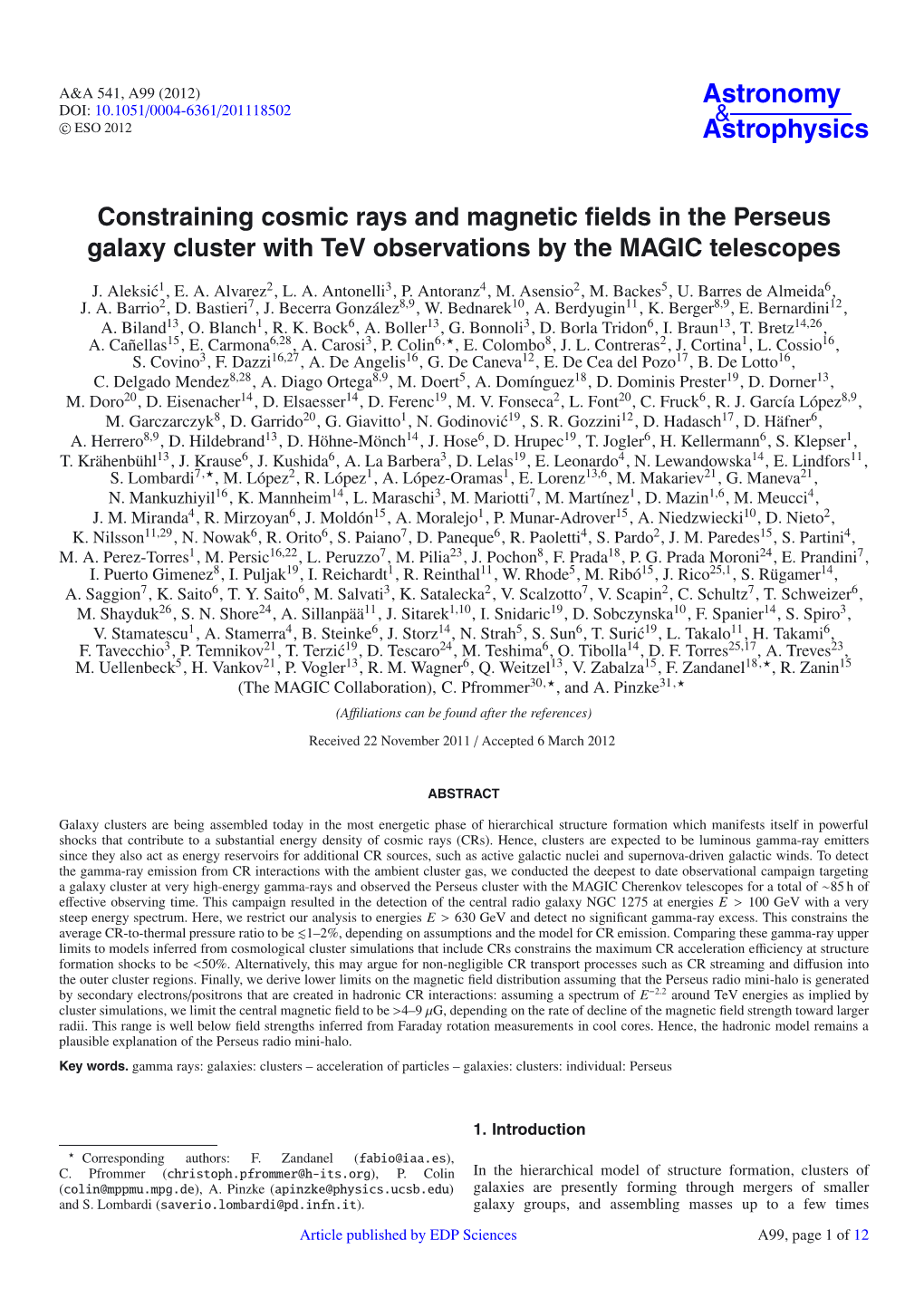 Constraining Cosmic Rays and Magnetic Fields in the Perseus