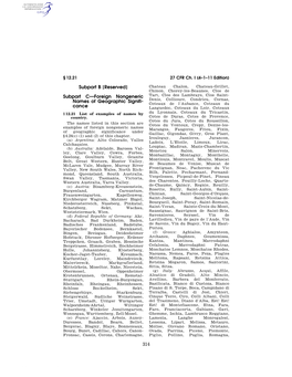 Subpart C—Foreign Nongeneric Names of Geographic Signifi