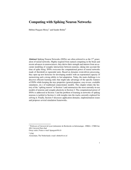 Computing with Spiking Neuron Networks