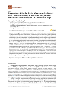 Preparation of Shellac Resin Microcapsules Coated with Urea Formaldehyde Resin and Properties of Waterborne Paint Films for Tilia Amurensis Rupr