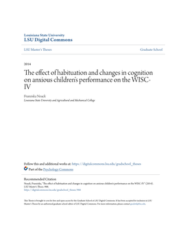 The Effect of Habituation and Changes in Cognition on Anxious Children's