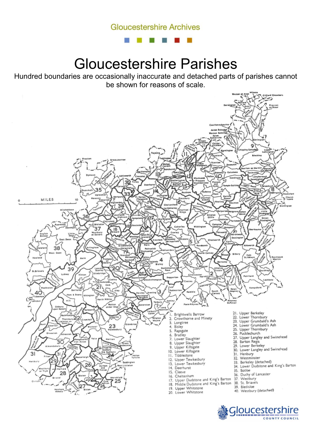 Map And List Of Gloucestershire Parishes 