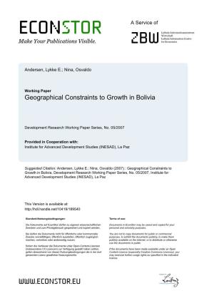 Geographical Constraints to Growth in Bolivia