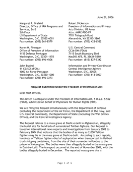 FOIA Request, Afghan Mass Grave, June 2006