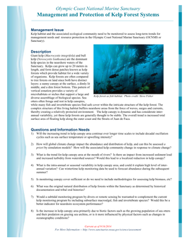Management and Protection of Kelp Forest Systems