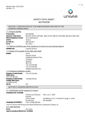 Safety Data Sheet Butanone