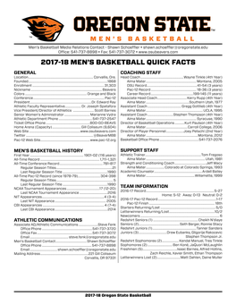2017-18 Men's Basketball Quick Facts