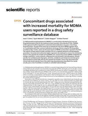 Concomitant Drugs Associated with Increased Mortality for MDMA Users Reported in a Drug Safety Surveillance Database Isaac V
