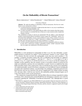 On the Malleability of Bitcoin Transactions⋆