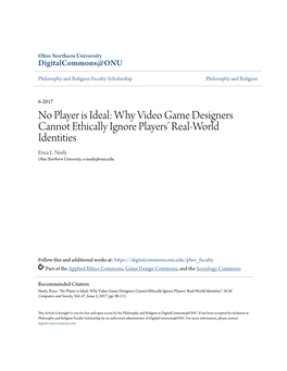 Why Video Game Designers Cannot Ethically Ignore Players' Real-World