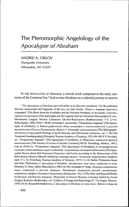 The Pteromorphic Angelology of the Apocalypse of Abraham