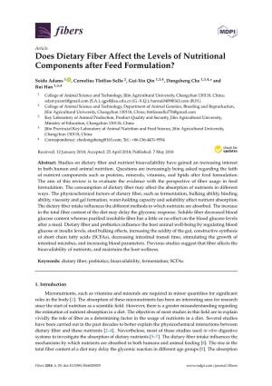 Does Dietary Fiber Affect the Levels of Nutritional Components After Feed Formulation?