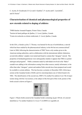 Characterisation of Chemical and Pharmacological Properties of New Steroids Related to Doping of Athletes