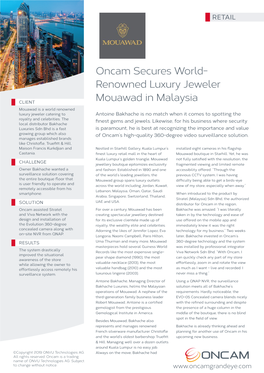 Oncam Secures World- Renowned Luxury Jeweler Mouawad in Malaysia