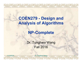 COEN279 - Design and Analysis of Algorithms