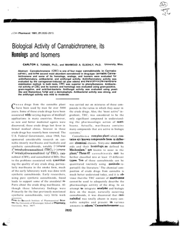 Biological Activity of Cannabichromene, Its Homologs and Isomers