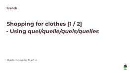Shopping for Clothes [1 / 2] - Using Quel/Quelle/Quels/Quelles