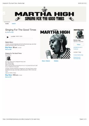 Singing for the Good Times | Martha High 10/05/16 22:52