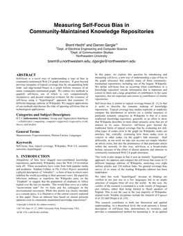 Measuring Self-Focus Bias in Community-Maintained Knowledge Repositories